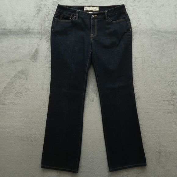 Loft Jeans Women's Size 12 Blue Mid-Rise Curvy Boot Denim Pants 32" Inseam Dark - Picture 1 of 16